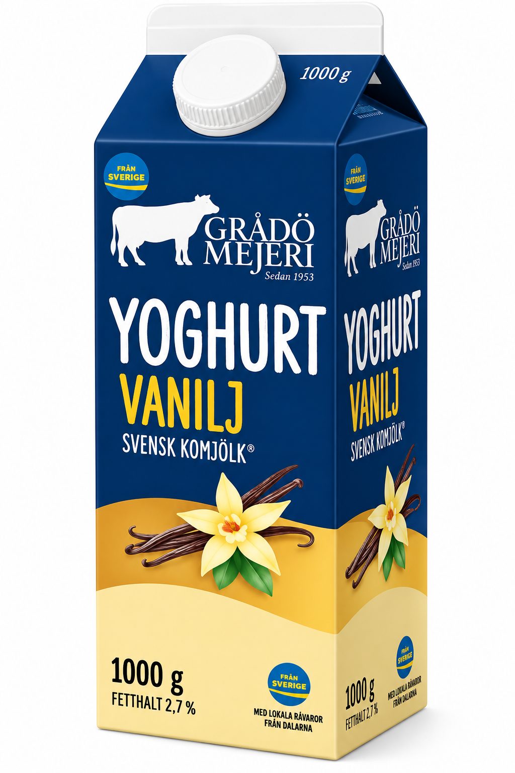 Grådö Mejeri Yoghurt vanilj 2,7% 1 liter
